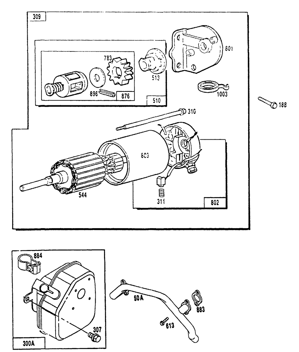 Starter Assembly And Manifold Replacement Parts Diagram and Parts List for 9163-0-4W113A  Briggs and Stratton Generator